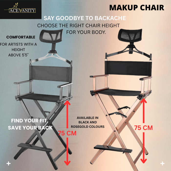 Makeup Chair with Headrest, Free Bag and name customisation