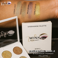 WINK-2 Metallic Glam Eyeshadow Palette – Gold, Plum & Silver Pop