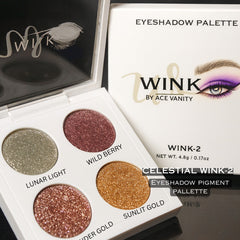 WINK-2 Metallic Glam Eyeshadow Palette – Gold, Plum & Silver Pop