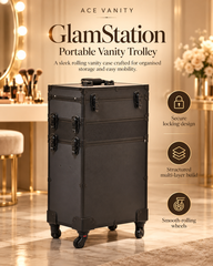 GlamStation Portable Makeup Vanity Trolley | Ace Vanity