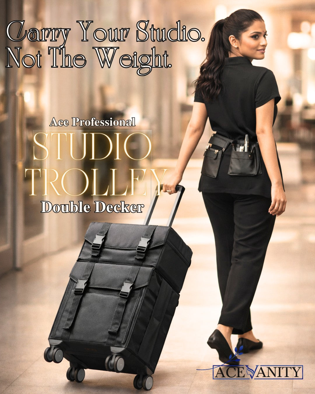 Studio Vanity Trolley Double Decker | Ace Vanity Pro