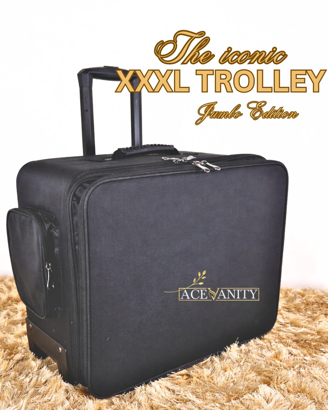 Ace Vanity’s- XXXL TROLLEY WITH  LIP TRAY(DUAL ZIPPER)