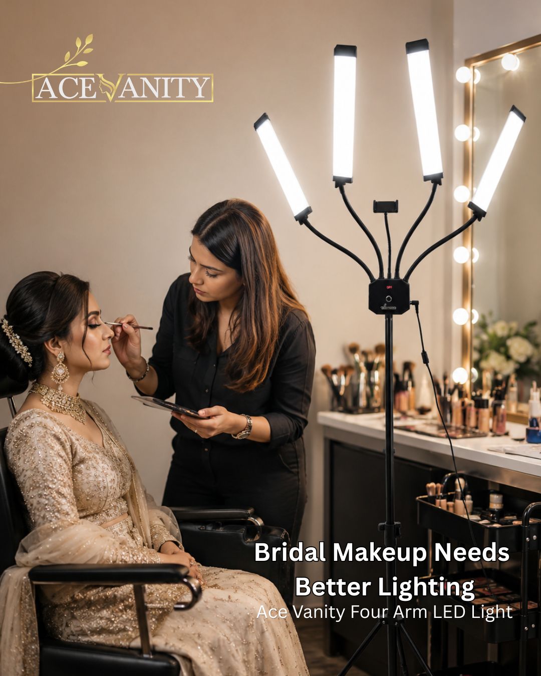 Four Arms LED Light with Tripod Stand | Ace Vanity