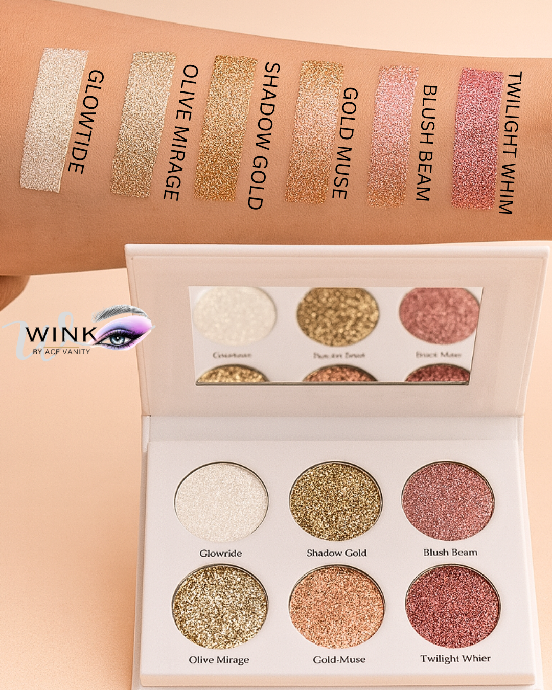 Celestia-6 Eyeshadow Palette of Spells | 6 Premium Glitter Shades | WINK by Ace Vanity