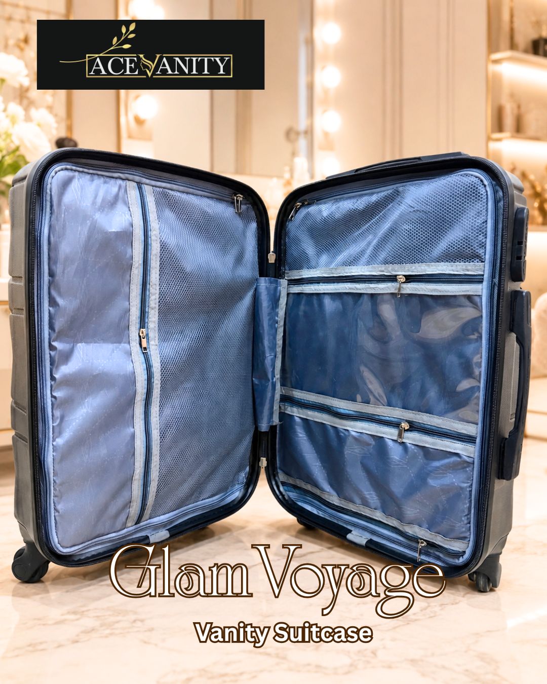GlamVoyage Vanity Suitcase by Ace Vanity