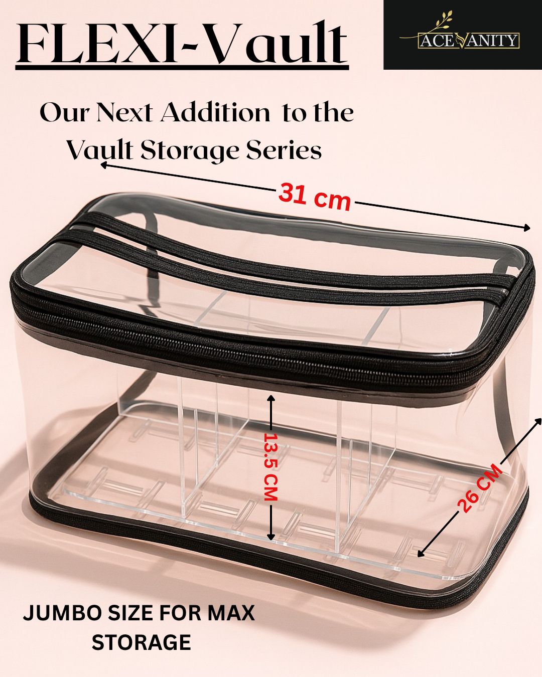 ACE "FlexiVault" - Adjustable Acrylic Organizer for Makeup & Skincare