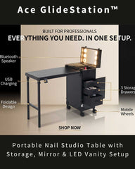 Ace GlideStation™ Portable Nail Table | Professional Nail Workstation