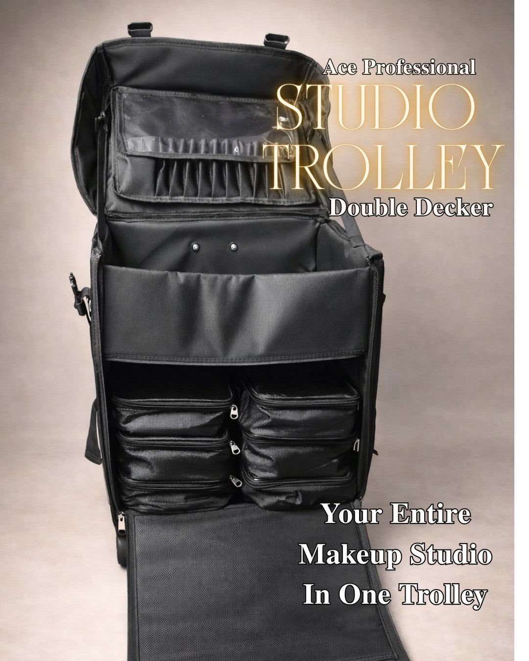 Studio Vanity Trolley Double Decker | Ace Vanity Pro