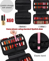 "ACE PROFF Detachable Lipstick Organizer Bag – Holds 60 Lipsticks, Portable & Washable