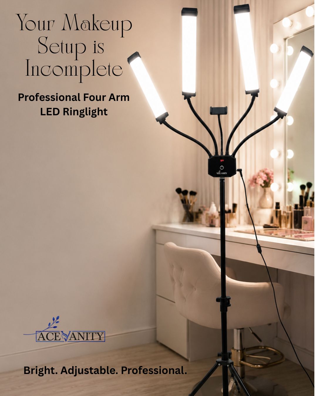Four Arms LED Light with Tripod Stand | Ace Vanity