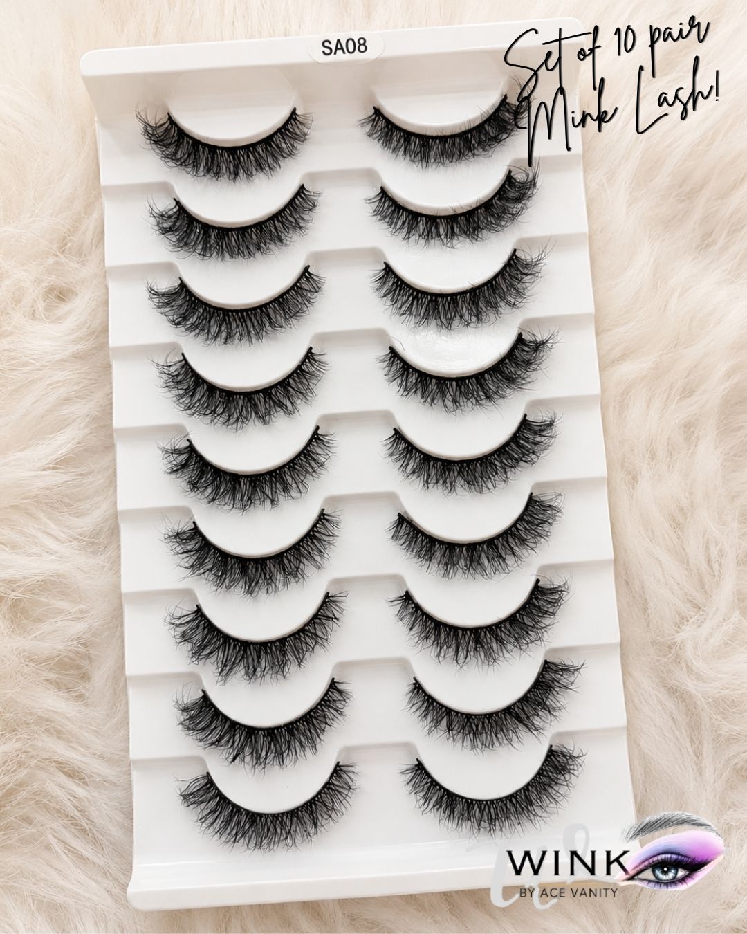 10 Pair Lash Card False Eyelashes  - SA08