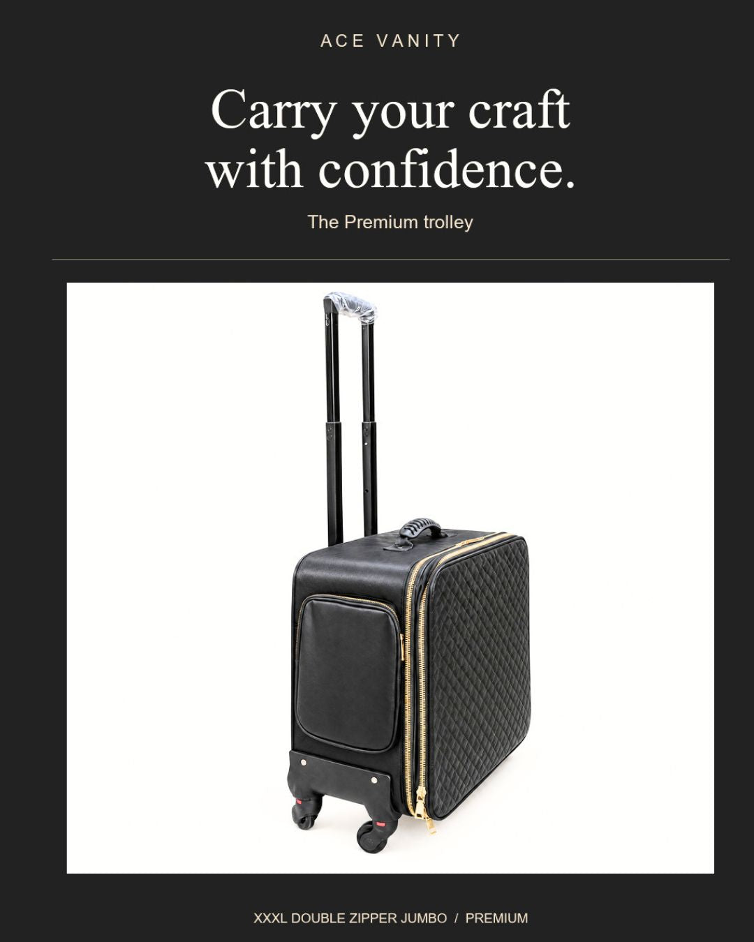 XXXL Double Zipper Jumbo Makeup Trolley (Premium) | Ace Vanity