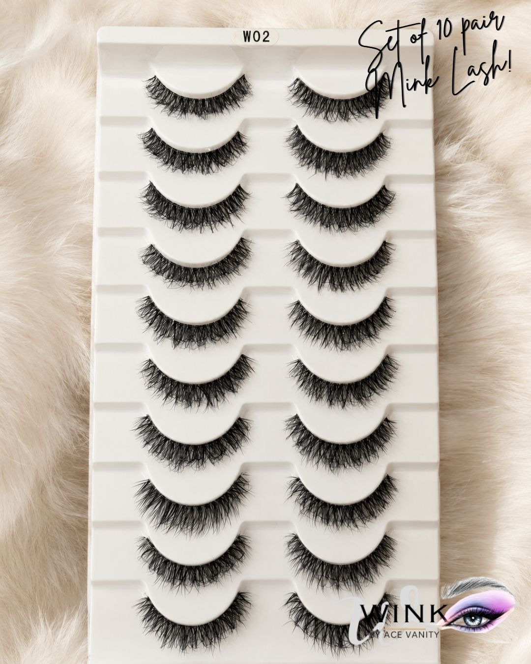 10 Pair Lash Card False Eyelashes  - W02