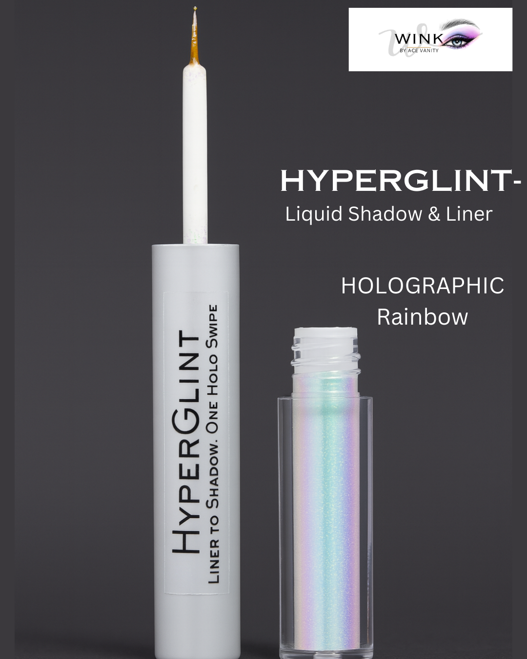 HyperGlint Liquid Eyeliner – Rainbow Holographic (Liner to Shadow)