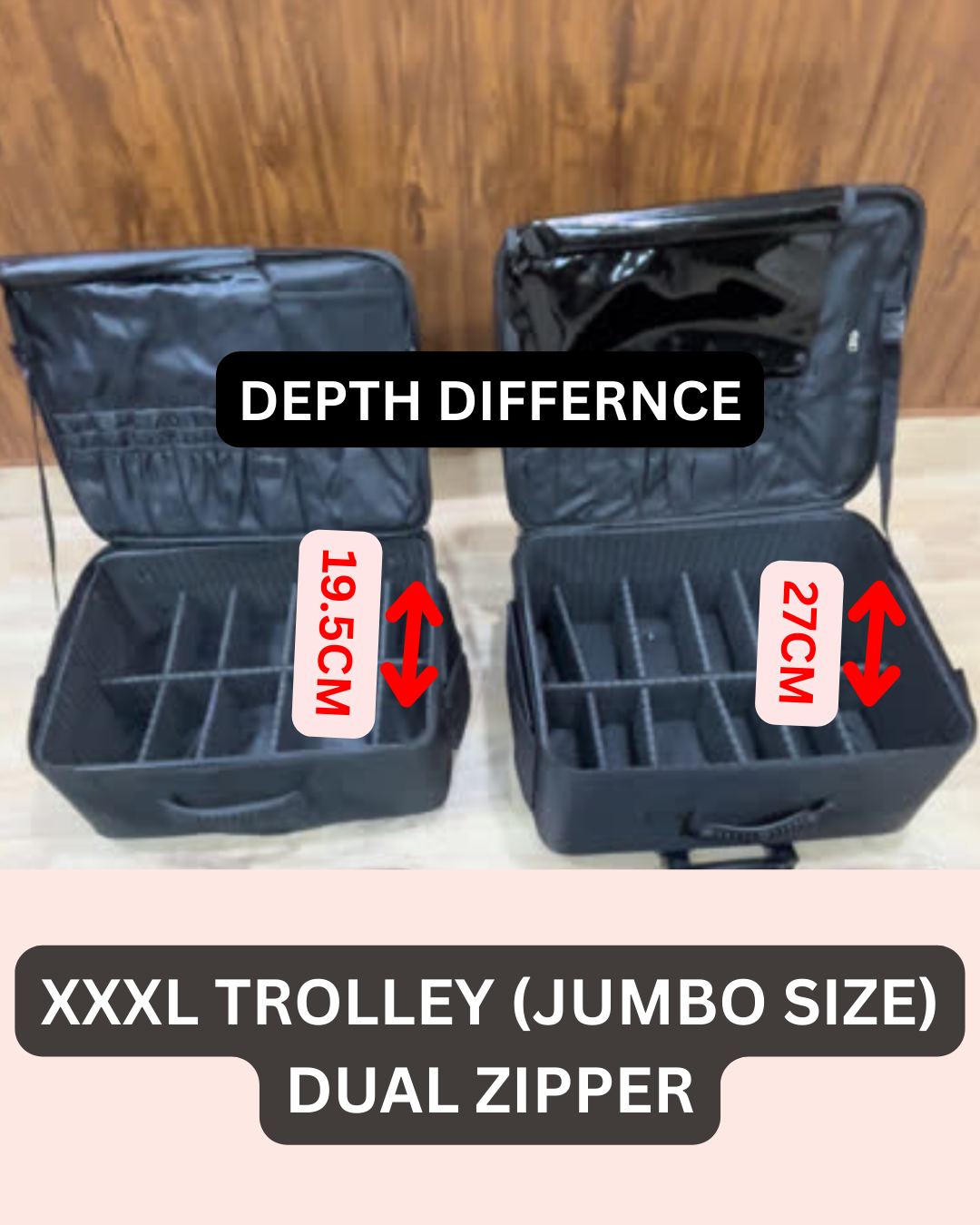 Ace Vanity’s- XXXL TROLLEY WITH  LIP TRAY(DUAL ZIPPER)
