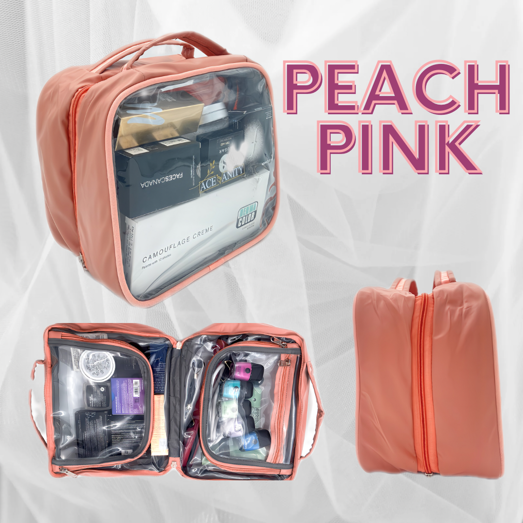 TWO WAY CLEAR ORGANISER ( PEACH PINK )