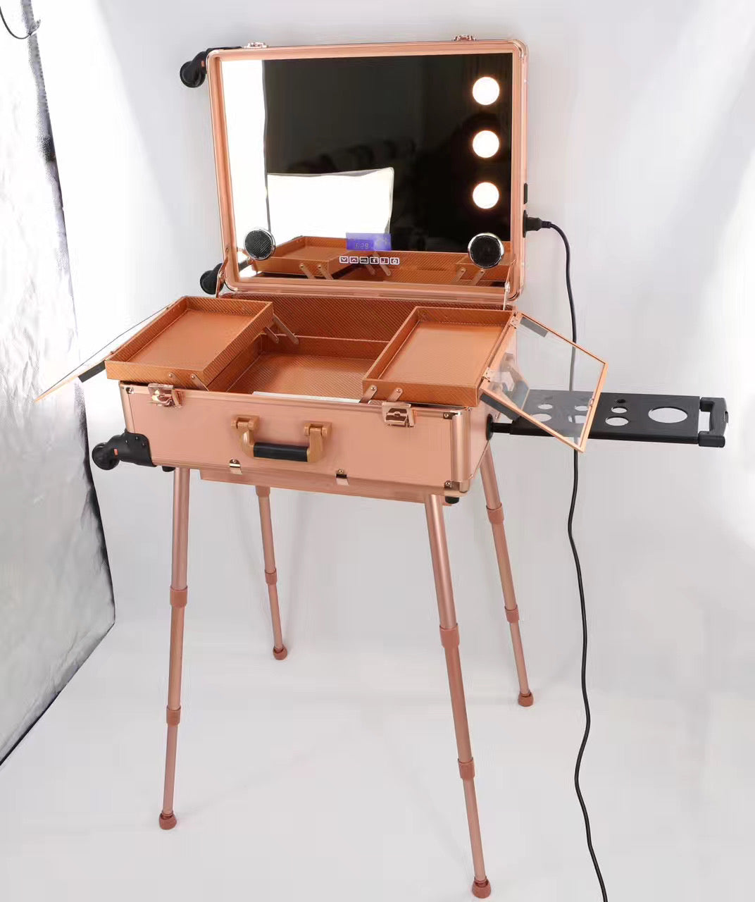 Studio Vanity with Mirror, LED and Bluetooth Rosegold