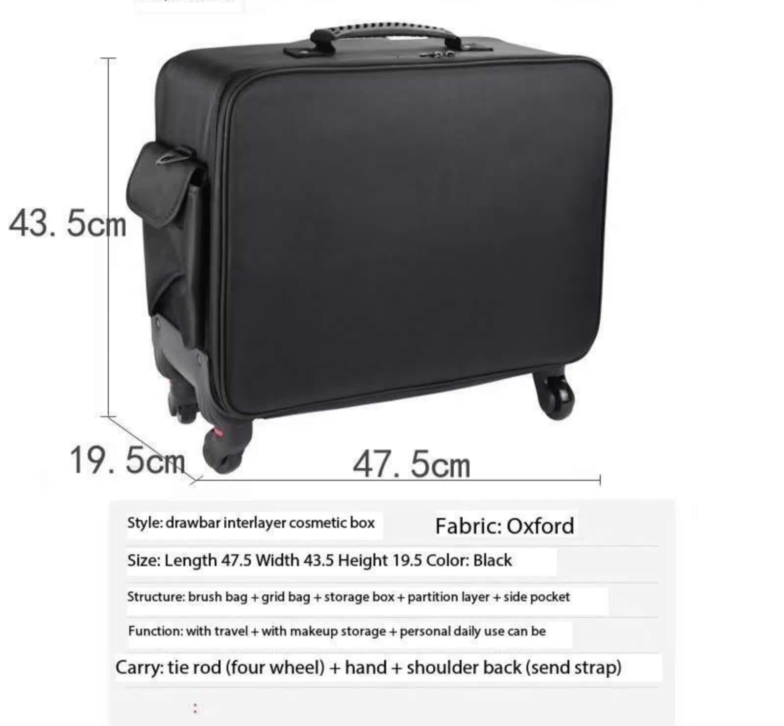 Ace Vanity Original XXXL Makeup Trolley Bag – Professional Soft Case Artist Trolley