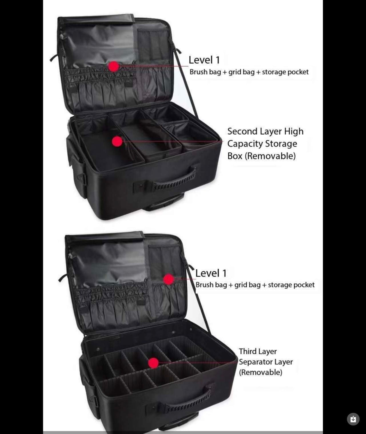 XXXL makeup trolley bag- Single Zipper